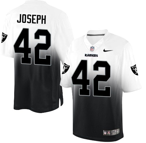 Nike Raiders #42 Karl Joseph White/Black Men's Stitched NFL Elite Fadeaway Fashion Jersey